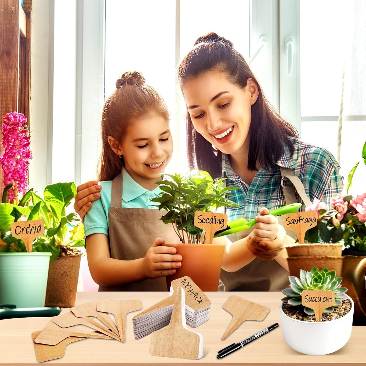 Zkptops 100Pcs Plant Labels Plastic Plant Tags Garden Plants Markers Waterproof Seed Markers Sticks Outdoor Garden Labels Stakes Sign Greenhouse Plants Name Tags for Seedling Vegetables Herbs Flowers