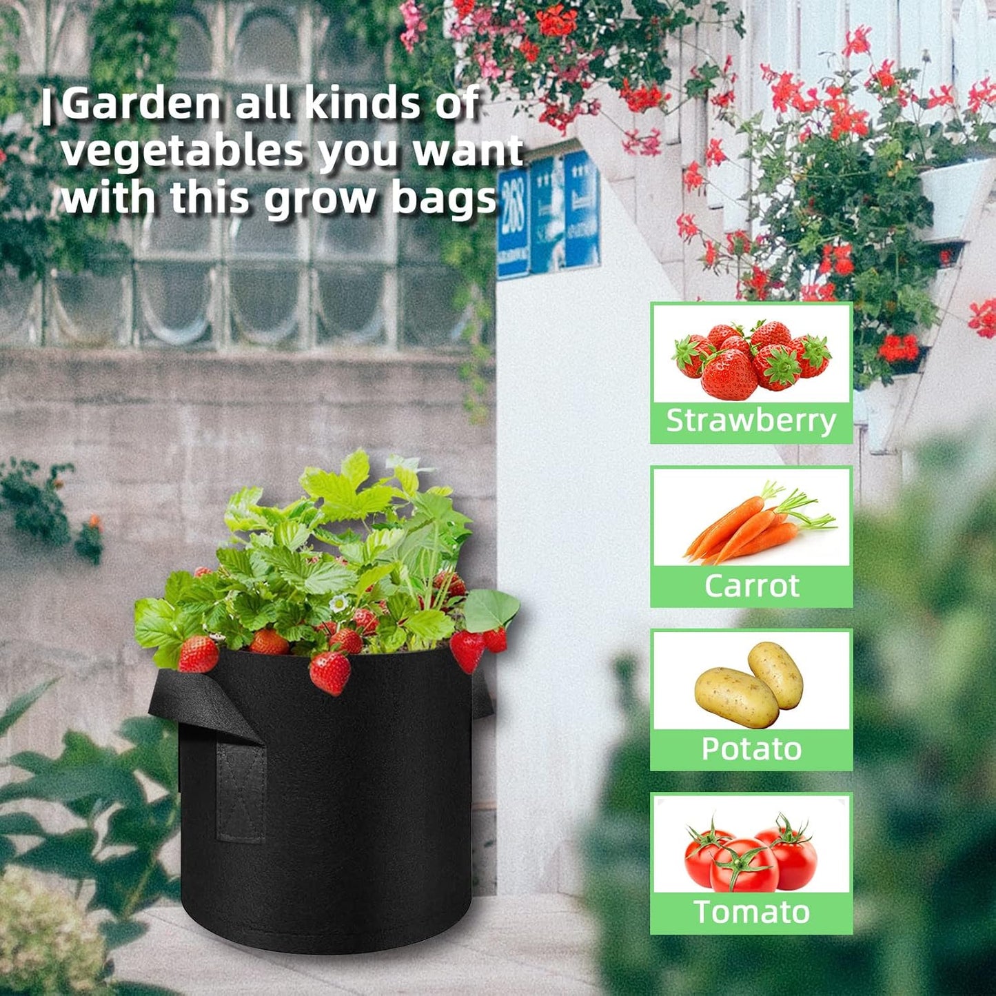 90-Pack 7 Gallon Grow Bags Garden Plant Grow Bag Aeration Fabric Pots with Handles Nonwoven Plant Bag Cloth Pots Planting Bags Garden Bags to Grow Vegetables Flowers Potatoes (7 Gal)