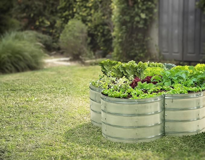 Galvanized Raised Garden Beds Outdoor // 3×3×1 ft Planter Raised Beds for Gardening, Vegetables, Flowers // Large Metal Garden Box (Silver) // Patented Tool-Free Design