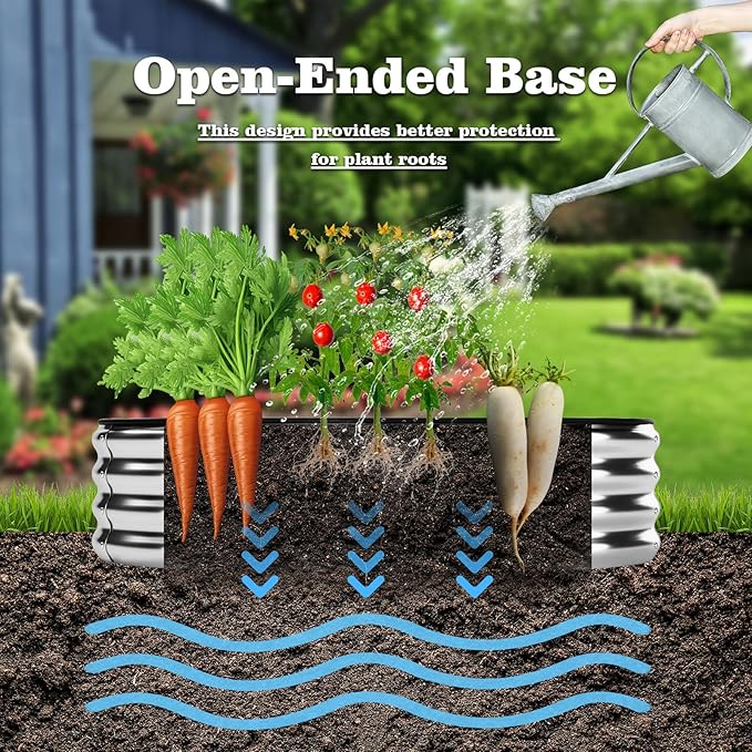 Galvanized Metal Planter Raised Garden Bed Kit for Gardening Outdoor，4x2x1ft 2 Planter Grow Garden Box Raised Flower Bed，Long Vegetable Clearance Herb Raised Garden Beds for Container Gardening