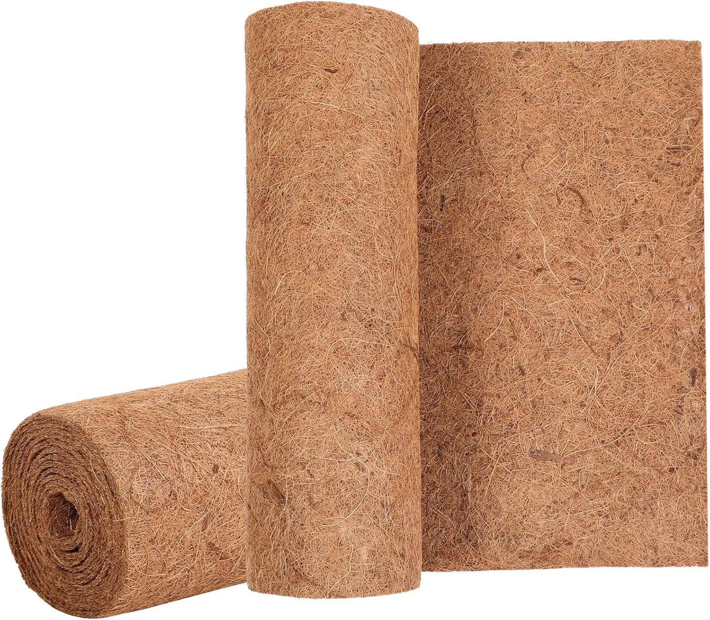 Sawysine 2 Rolls 16 x 118 Inch Coir Liner Roll Coconut Fiber Mat Natural Coconut Coir Liner Sheets Plant Potting Mat for Garden Decor Planters Flower Window Box Basket Animal Pet Pad Reptile Carpet