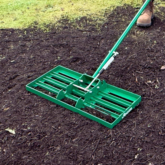 Landzie AeroLeveler - The Lawn Leveling Rake That Never Flips - Patented inch Wide Pneumatic Lawn Level for Yard, Dirt, Soil, Sand, Provides Stability and Control (Pneumatic 24" Leveling rake)
