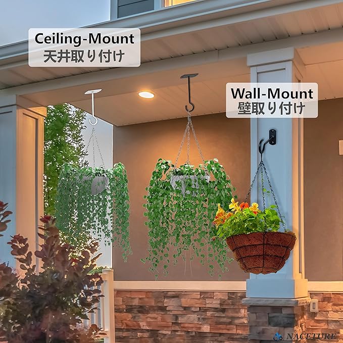 NACETURE Ceiling Hooks Heavy Duty 6 Pack - Plant Hooks for Ceiling Hanging Hook for Hanging Basket Hook, Light, Bird Feeders, Wind Chimes Décor Indoor & Outdoor (5" Black 6 Pack)