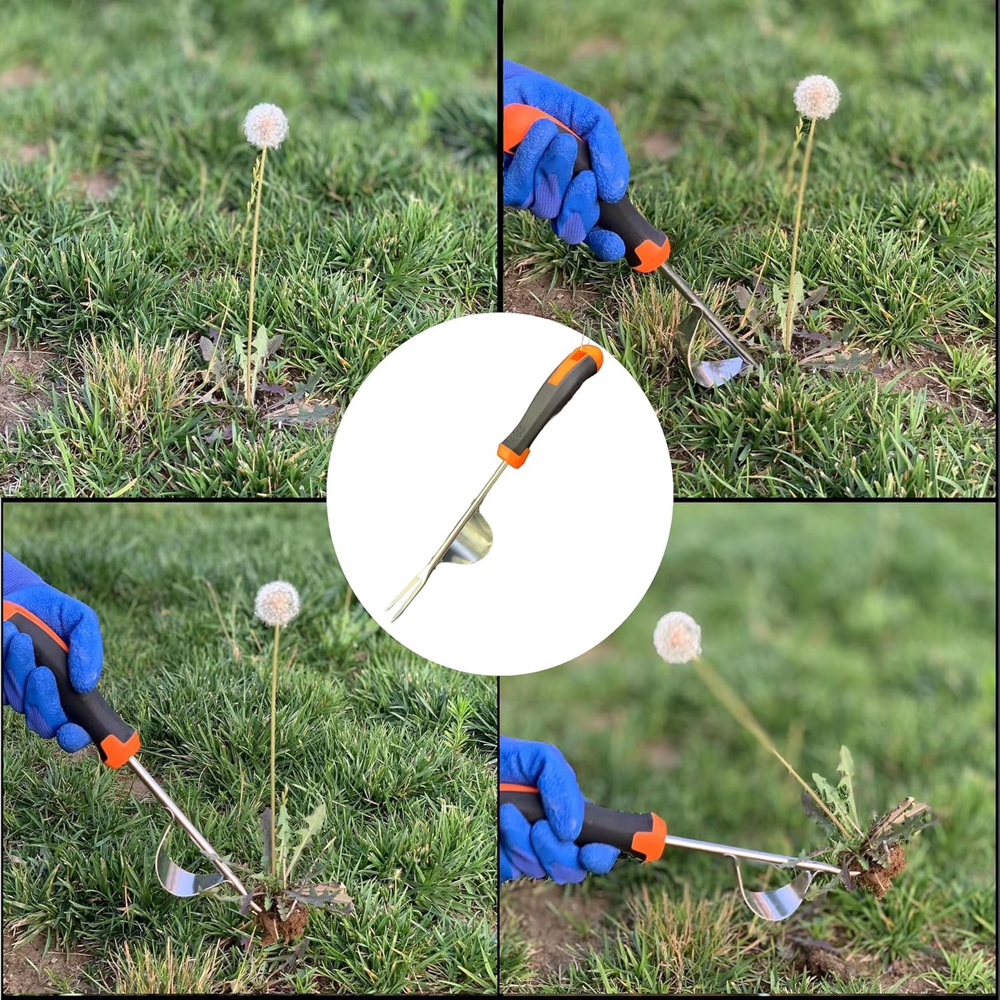 2025 Weed Puller Tool,Ergonomic Hand Weeder Tool, Removal Tool for Garden,Uprooting Tool, Rubber Handle Manual Puller,Easy to Use Physics-Driven Leverage, V-Shaped Forks