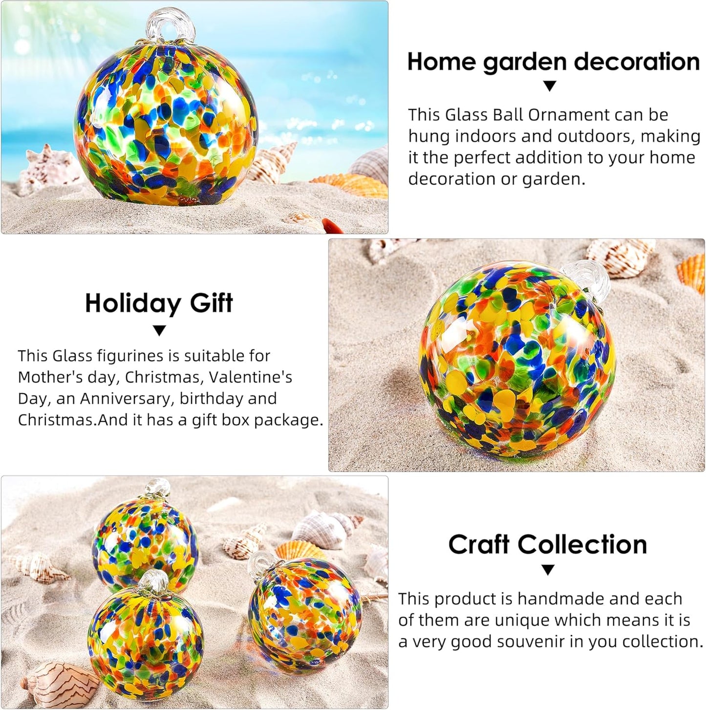 Hand Blown Glass Witch Ball,Glass Ball Ornament Hanging Garden Gazing Ball Indoor Outdoor Home Décor. (2)