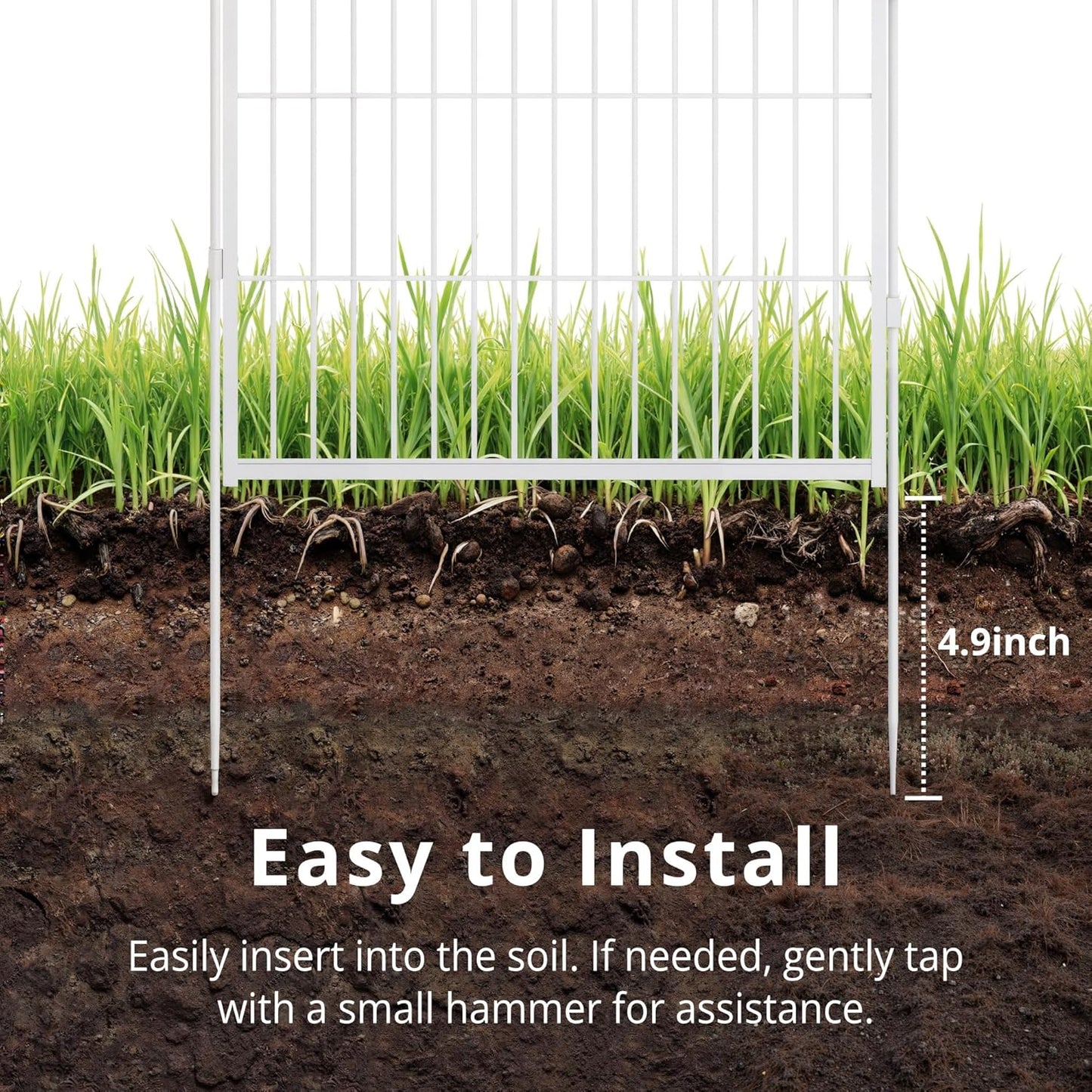 Decorative Doorless Garden Fence 24 in(H) x 3.7 ft(L) 2 Panels, Heavy Duty Metal Animal Barrier Fence, No Door, Flower Bed Fencing, White