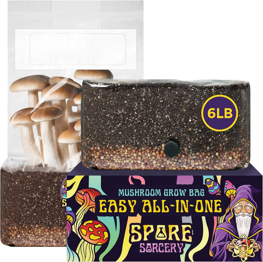 6 LB All-in-One Mushroom Grow Kit: Up to 96oz of Mushrooms! Nutrient-Enhanced, Injection Port, Just Add Your Own Spores & Grow Like Magic (6 LB Bag)