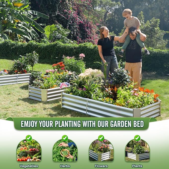 Outdoor Metal Galvanized Raised Planter Box,Rectangular Large Garden Bed Kit for Vegetables, Fruits, Flowers and Herbs 6X3X1 FT