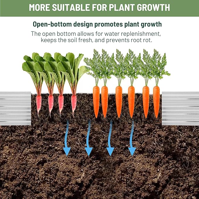 Galvanized Raised Garden Bed,2 Pcs 10×3×1FT Metal Planting Box for Outdoor Vegetable, Herb,Planter Gardening (Silver)