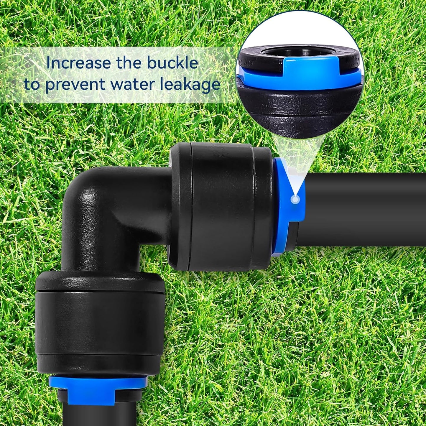 10 Pack 1/4" Universal 90 Degree Elbow Fitting, Quick Connect Universal Drip Irrigation Tubing Coupling Valve, Connector Locking Fitting for Sprinkler or Drip Irrigation System.