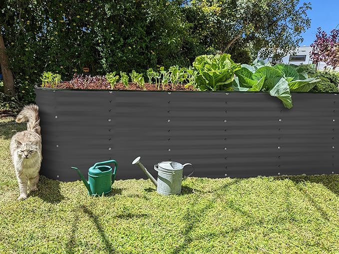 Galvanized Raised Garden Beds Outdoor // 8×2×2 ft Planter Raised Beds for Gardening, Vegetables, Flowers (Gray) // Large Metal Garden Box // Patented Tool-Free Design