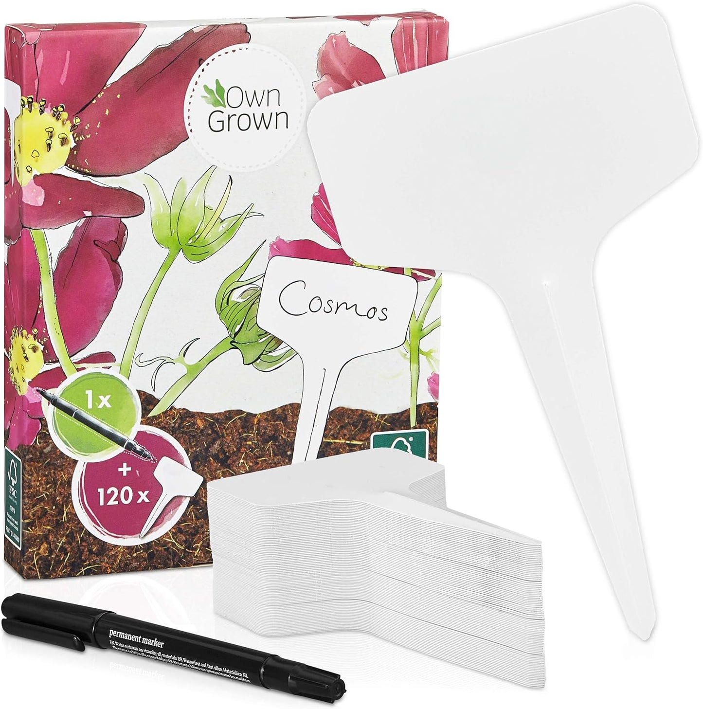 Plant Markers: 120 Plastic Plant Name Tags and Weatherproof Marker Pen – Plant Labels Wooden – Seedling Labels – Gardening Name Tags