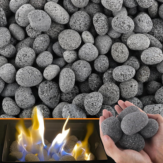 CJGQ 45 Lb Lava Rocks for Fire Pit,2"-3" Natural Pebbles Tumbled Lava Rock,Round Fire Pit Rocks for Portable Fireplaces Propane Gas Fish Tank Landscaping Garden Decoration