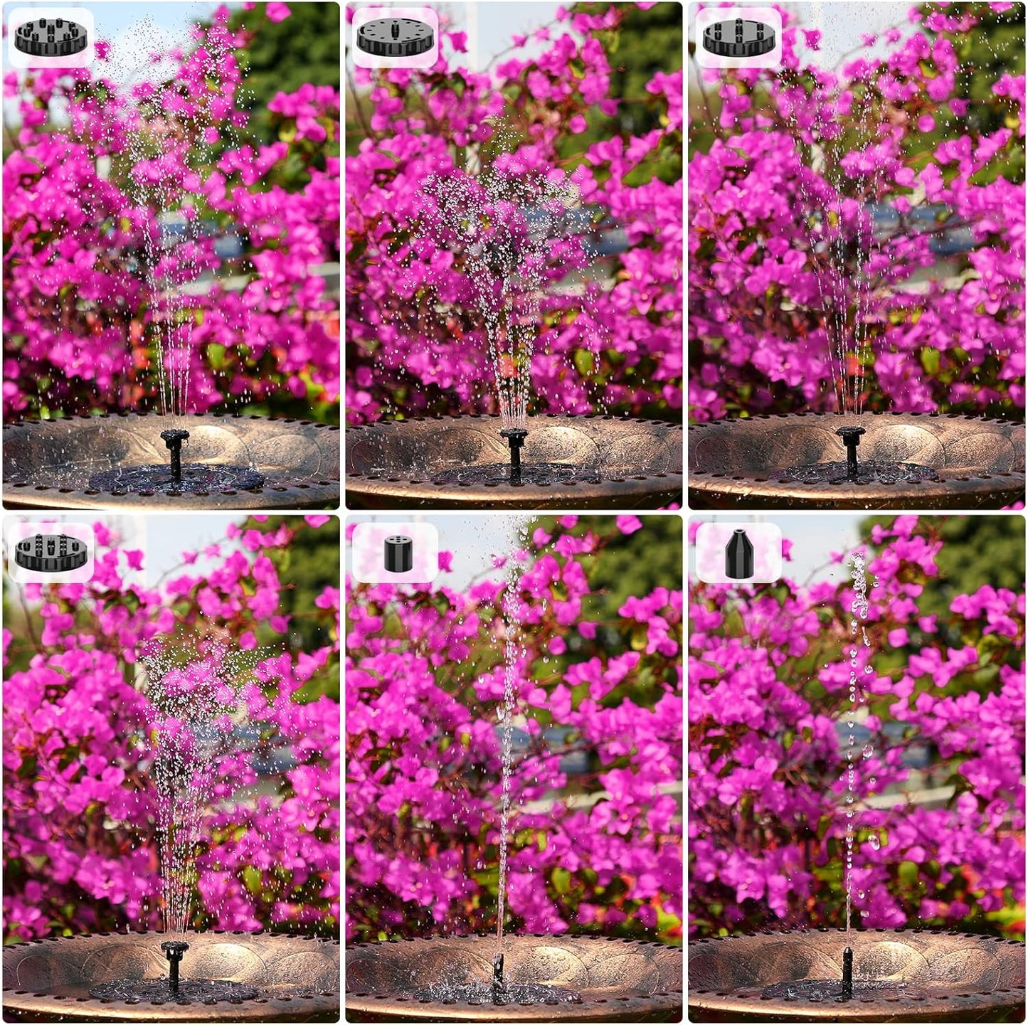 AISITIN Solar Fountain with 3.5 W Solar Panel, 1500 mAh Battery - 6 Effects for Pool, Fish Pond, Bird Bath, Garden