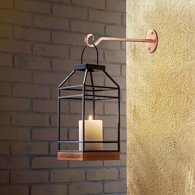 Monarch Abode Wall Mount Plant Hook Premium Metal Decorative Hanging Bracket for Plants Bird Feeders Planters Home Decor, Heavy Duty, 7.5 inch, Set of 2, Brushed Copper Finish