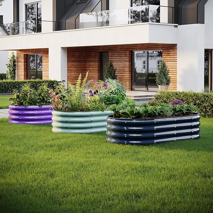 Metal Planter Garden Flower Bed Raised Beds for Gardening Galvanized 4x2x1ft Galvanized Garden Bed