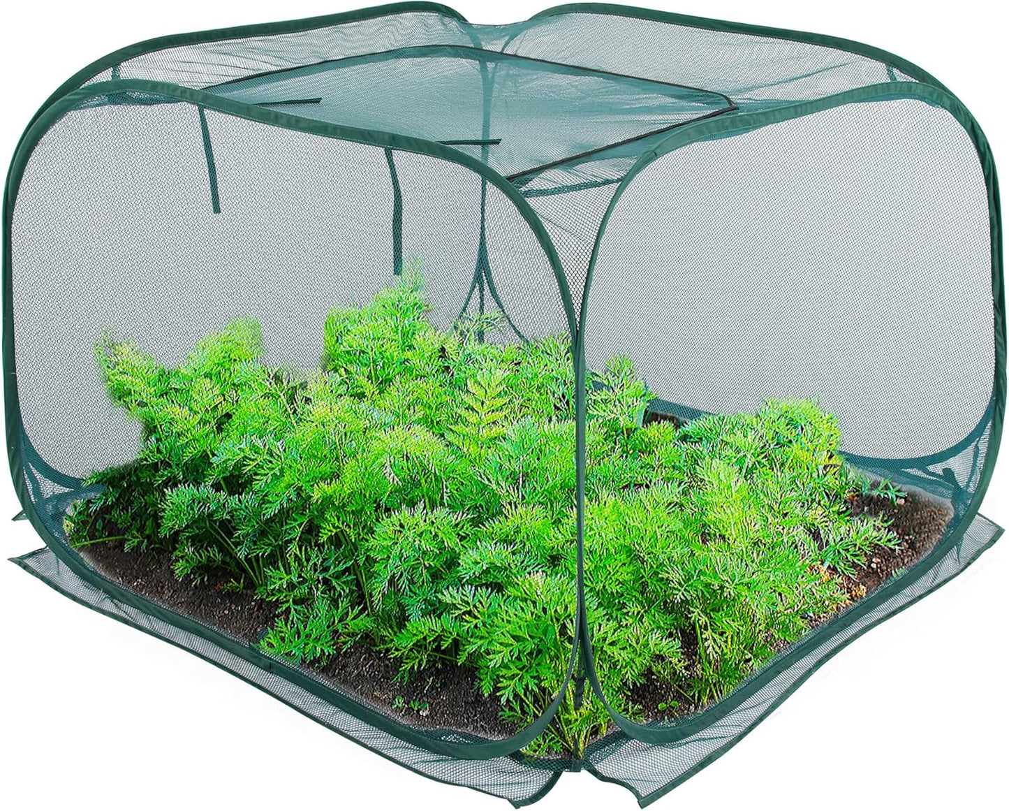 Pop Up Mesh Plant Cover, Plant Protector for Raised Garden & Flower Bed, Net Cage Plant Guard for Fruits, Vegetables, Seedlings and Herbs, 8 Ground Stakes for Fixing.