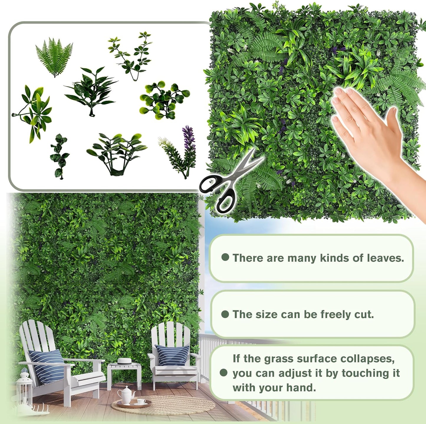 Artificial Green Boxwood Grass Wall Roll: 60"x128"(53.5 SQFT) UV Protected Ivy Privacy Hedge Fence Screen for Chain Link Fences Panel Indoor,Outdoor Patio Balcony & Garden