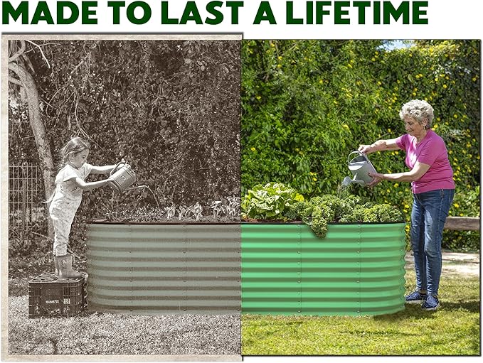 Galvanized Raised Garden Beds Outdoor // 6×2×2 ft Planter Raised Beds for Gardening, Vegetables, Flowers // Large Metal Garden Box (Light Green) // Patented Tool-Free Design