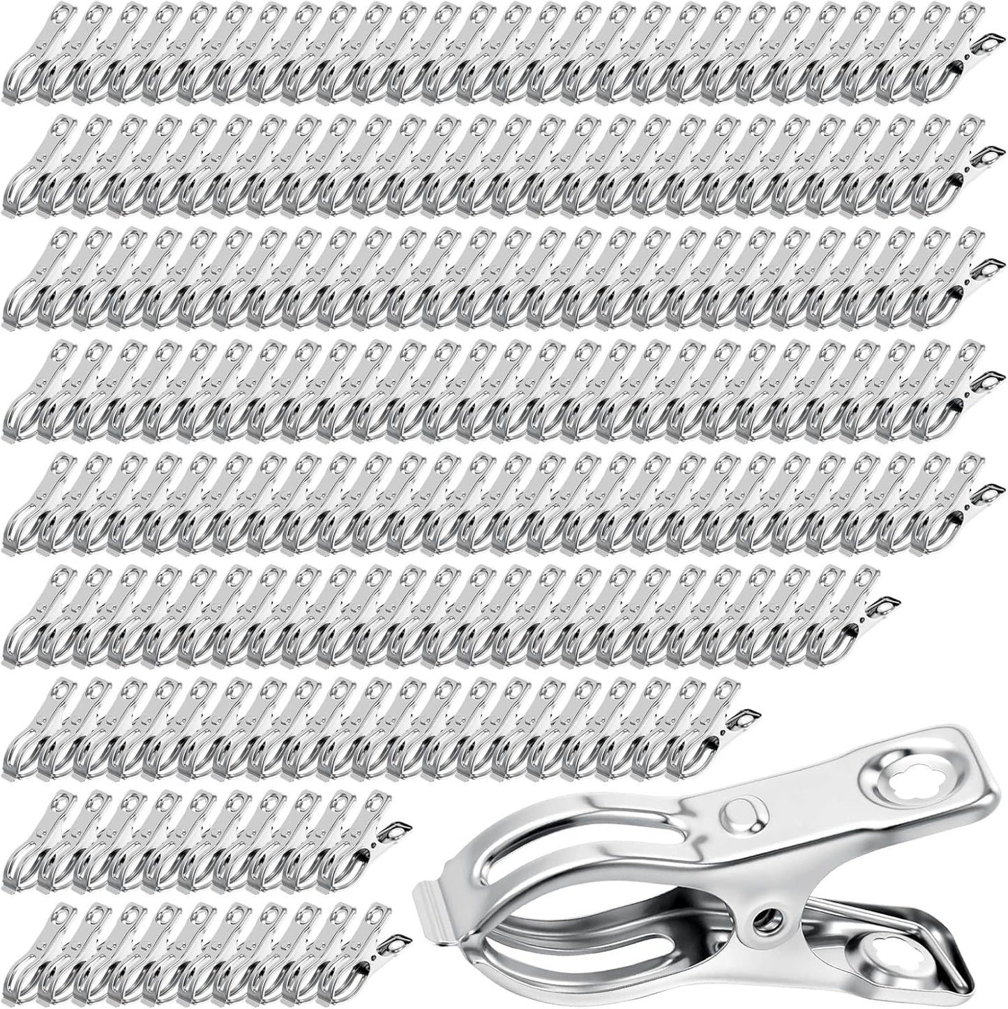 Upgraded 200 PCS Garden Clips, Greenhouse Clamps 100% Stainless Steel Heavy Duty Greenhuose Clips for Netting - Strong Grip to Hold Down Shade Cloth or Plant Cover on Garden Greenhouse Hoops
