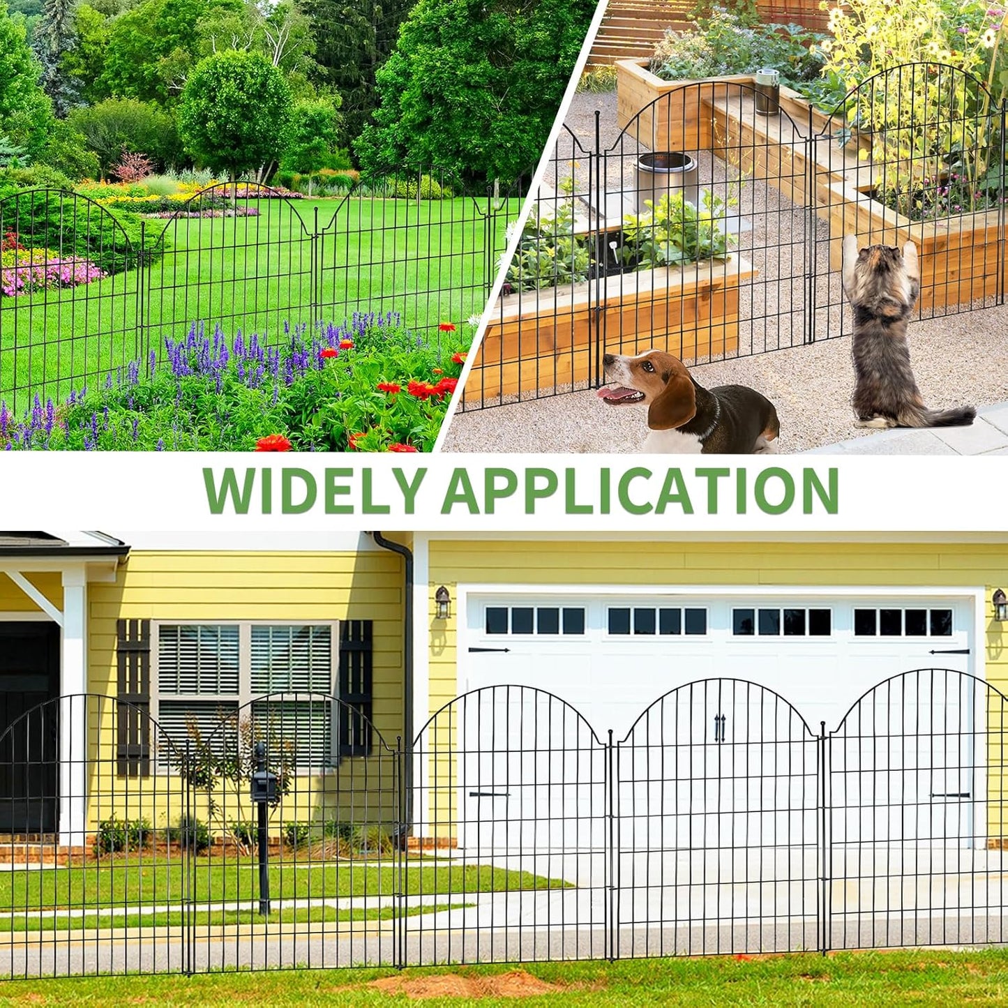 5 Panels Decorative Outdoor Garden Fencing for Yard, 40in (H) x 11.8ft (L) No Dig Animal Barrier Fence, Rustproof Metal Wire Dog Fences Outdoor Panel Border with Temporary Ground Stakes