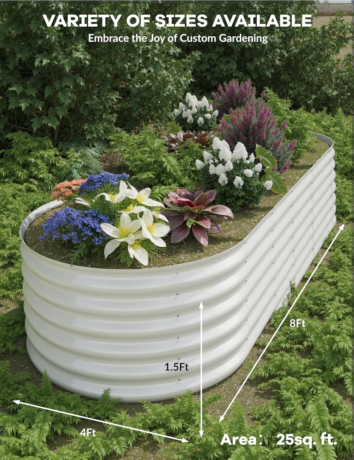 2 Pcs Raised Garden Beds Outdoor 8x4x1.5 ft - Galvanized Steel Planter Box for Vegetables, Flowers, Rust-Resistant Garden Box, Easy Assembly Raised Beds, Durable Planters for Outdoor Plants, Beige