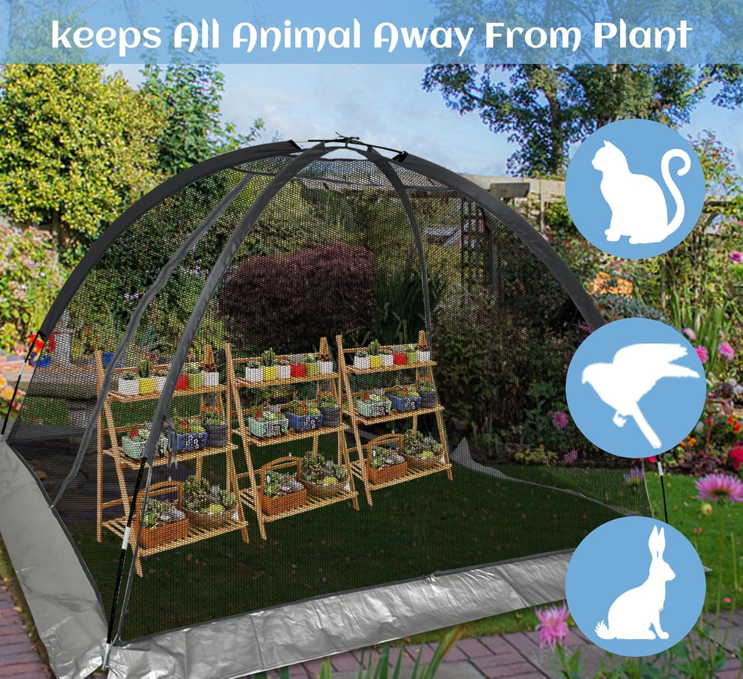 Crop Cages for Garden 17X13X7FT - Reusable Mesh Plant Cover for Outdoor Raised Garden Bed Protection Sun Shade & Bird Netting for Fruits/Vegetables and Bushes