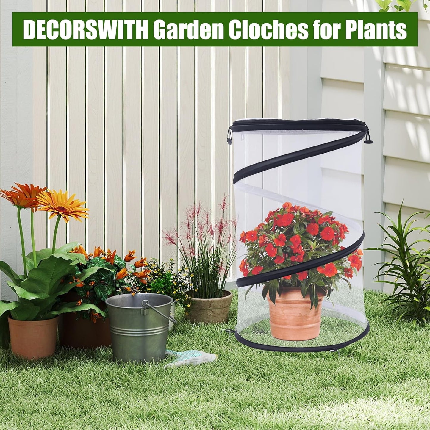 Plant Covers from Animals 20" H X 13" D, 4 PCS Garden Covers Cloches to Keep Animals Out for Outdoor Plants Protectors