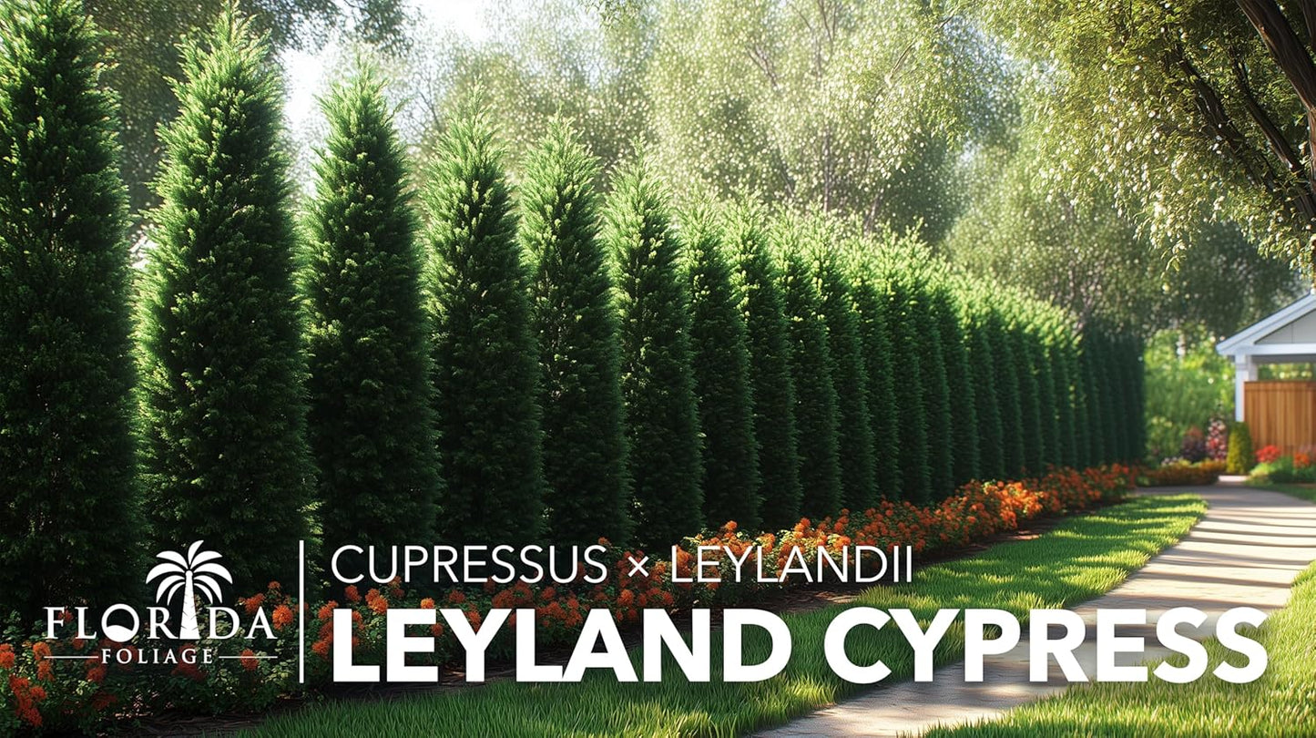Leyland Cypress | 5 Quart Size Plants | Cupressocyparis leylandii | Fast Growing Privacy Trees, Evergreen Landscape Plants, Drought Tolerant, Low Maintenance, Windbreak, Hardy