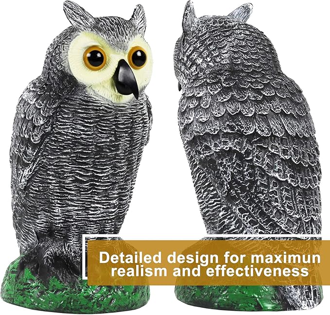 Galashield Owl Decoy to Scare Birds Away | Plastic Owls to Scare Birds Away | Owl Statue for Garden & Outdoors