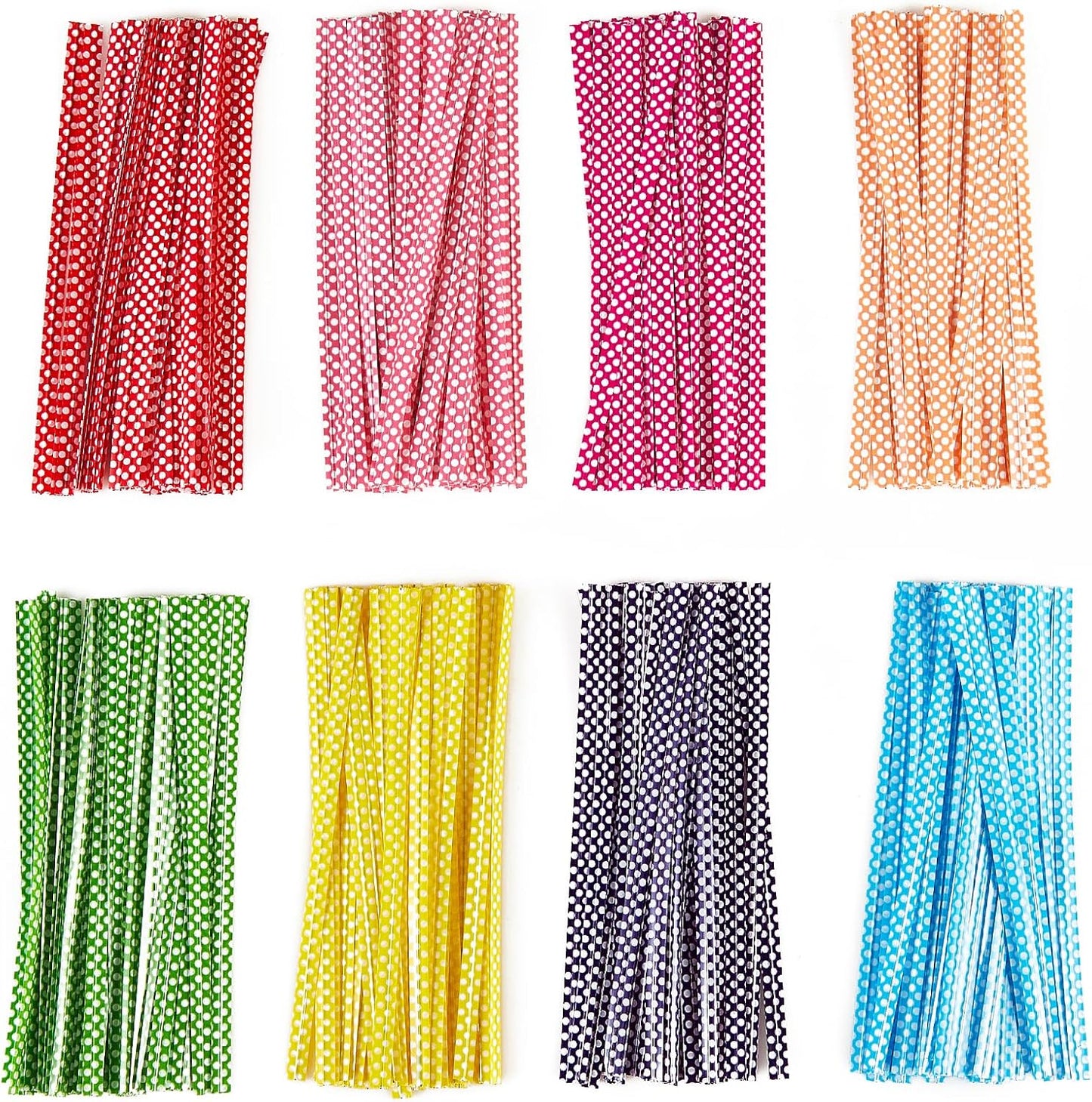 100 PCS 4" Polka-Dotted Bag Twist Ties,Mixed 8 Colors Plastic Twist Ties Bread Bags Ties for Candy Cookies Gift Bags and Decoration