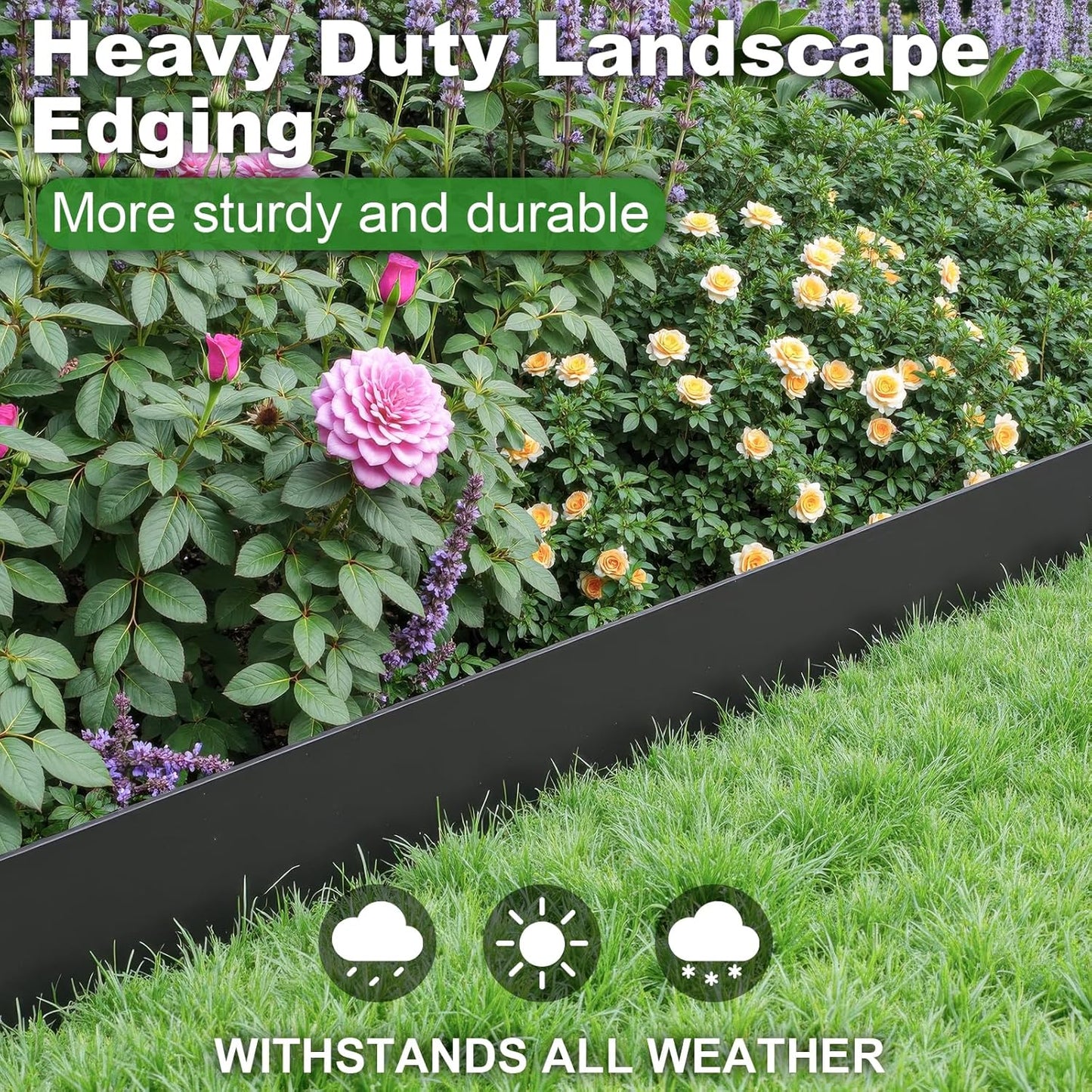 Steel Landscape Edging 6-Pack, 10" H X 40" L Bendable Metal Edging for Landscaping, No-Dig Metal Landscaping Edging for Yard, Lawn Edge, Pathway & Flower Beds (20Ft Total)