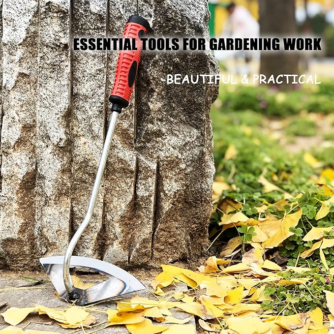 SHANFEEK Weeding Hoe Gardening Hand Tools Hollow Hoe for Weeding 15-Inch Weed Removal Tool for Yard with Rubber Non-Slip Handle(Hollow)