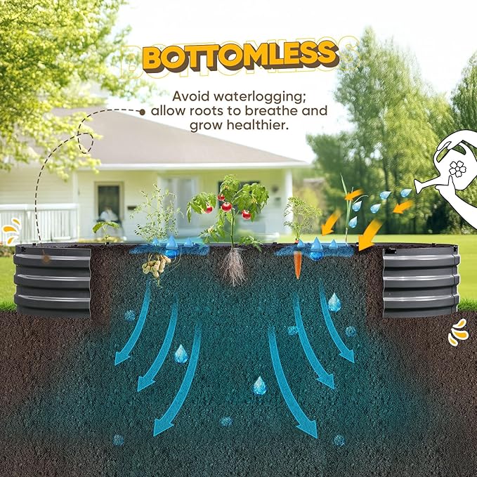 KING BIRD Raised Garden Bed Kit 2025 Upgraded Quick-Setup Galvanized Planter Garden Box Outdoor for Gardening, Vegetables, Flowers, 94x36x12 in, Dark Grey