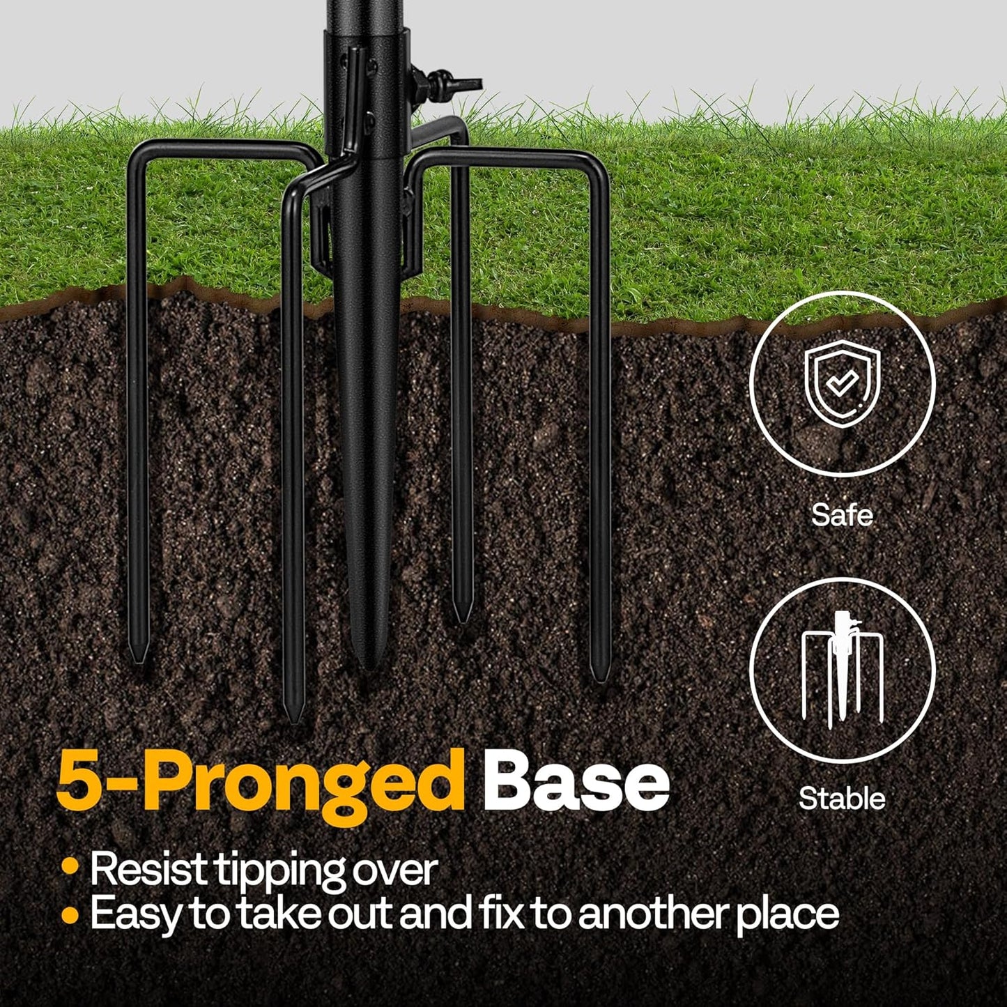 VIVOHOME Polyresin Bird Bath Bowl with Metal Stake, 29 Inch Height Outdoor Freestanding Birdfeeder, Capacity 1.4 Gallons, 5-Pronged Base, Bronze