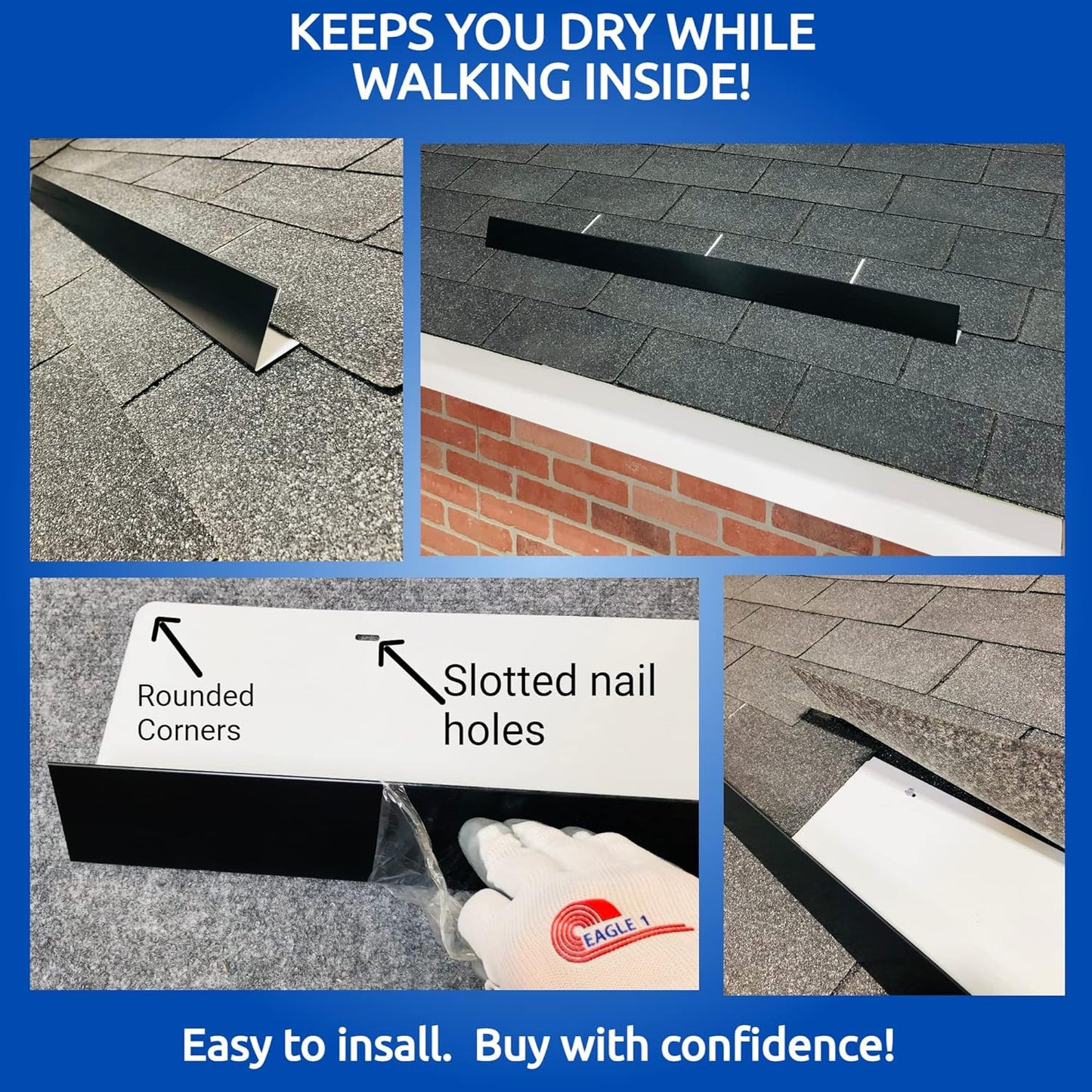 Eagle 1-26 Gauge 5 Foot Rain Diverter - Nails and Instructions Included (Mill Finish Aluminum, Copper, Galvanized, Stainless Steel & More) (3, Aluminum Diamond Plate - Red)