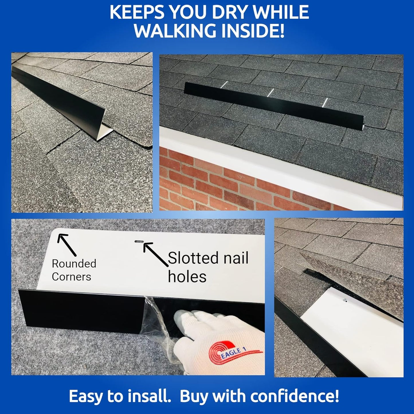 Eagle 1-26 Gauge 5 Foot Rain Diverter - Nails and Instructions Included (Mill Finish Aluminum, Copper, Galvanized, Stainless Steel & More) (1, Aluminum Diamond Plate - Silver)