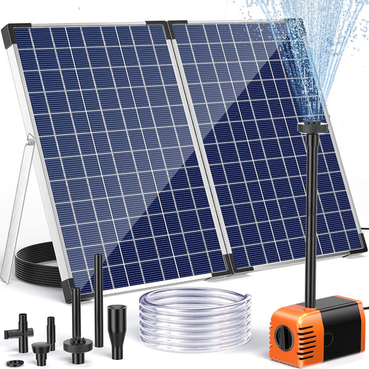 POPOSOAP Solar Fountain Pump 35 Watt, 480GPH Solar Water Pond Pump with PVC Tubing 4 Spray Heads 16.5ft Cable Length for Garden Pond Fountain Waterfall Hydroponics Pool