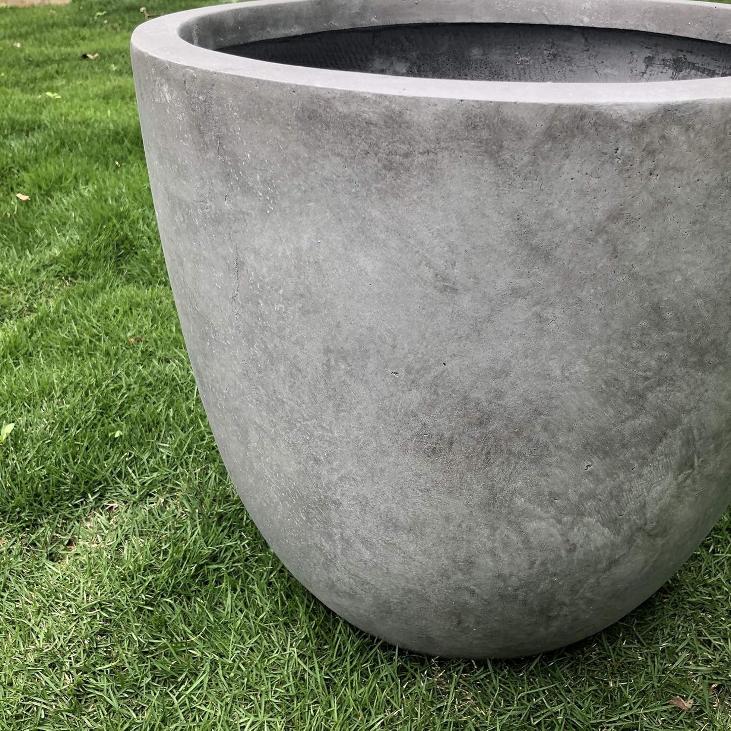 Kante 14 Inch Dia Round Concrete Planter, Indoor Outdoor Large Plant Pot with Drainage Hole and Rubber Plug for Home Patio Garden, Natural Concrete