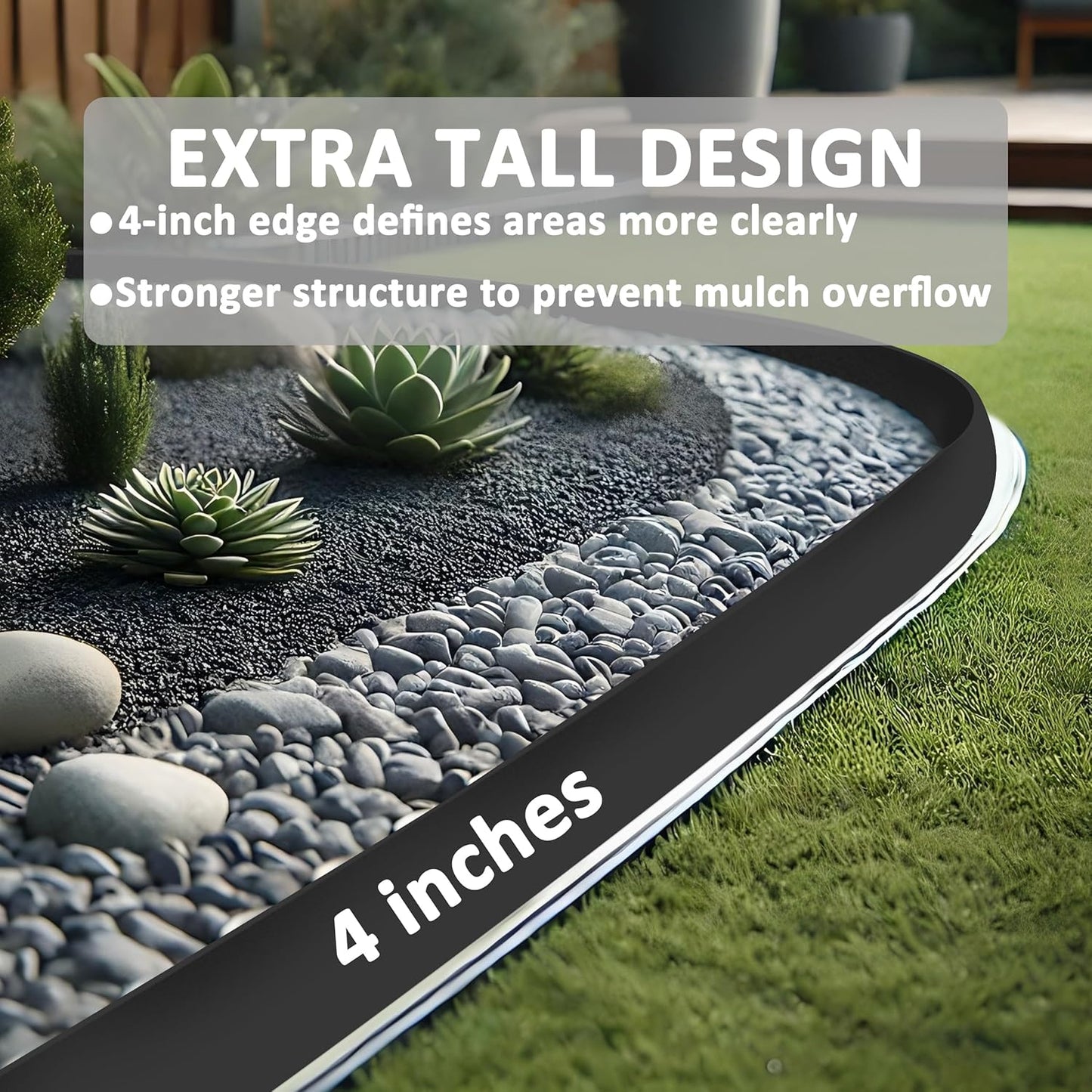 4 inch Tall Landscape Edging Kit 120FT Garden Edging with Spikes for Lawn Edging and Flower Beds (Black, 120FT)