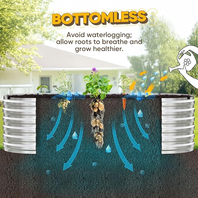 KING BIRD Raised Garden Bed Kit 2025 Upgraded Quick-Setup Galvanized Planter Garden Box Outdoor for Gardening, Vegetables, Flowers, 94x36x23 in, Silver