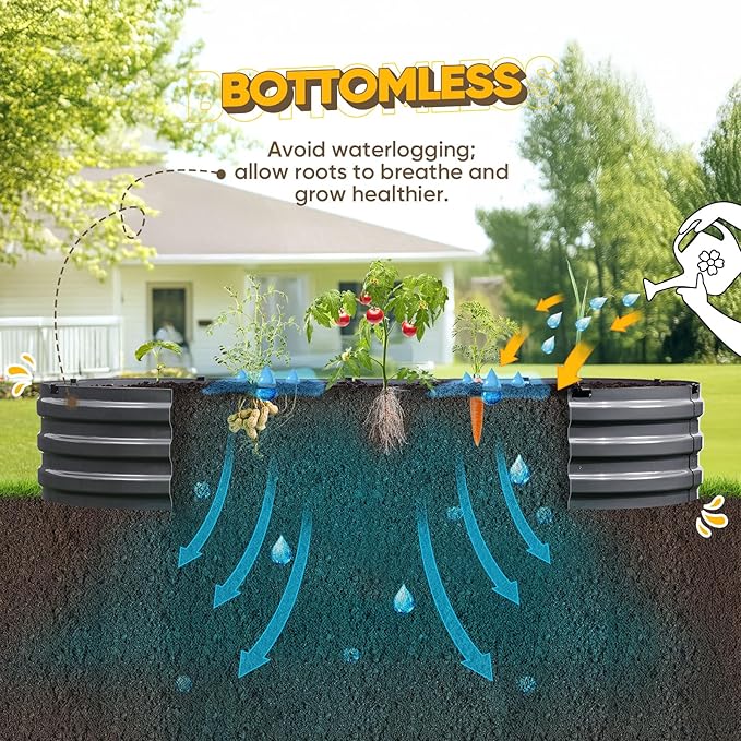 KING BIRD Raised Garden Bed Kit 2025 Upgraded Quick-Setup Galvanized Planter Garden Box Outdoor for Gardening, Vegetables, Flowers, 74x36x12 in, Dark Grey 2PCS