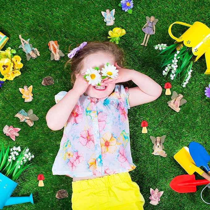 Roowest 16 Pcs Garden Accessories Miniatures Fairies Kit Resin Hedgehogs Cute Tiny Mushroom Miniature Figurines Mini Garden Lawn Yard Micro Landscape Ornaments for Home Decorations Outside