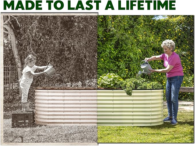 Galvanized Raised Garden Beds Outdoor // 8×2×2 ft Planter Raised Beds for Gardening, Vegetables, Flowers (White) // Large Metal Garden Box // Patented Tool-Free Design