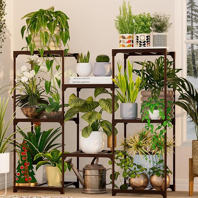 Metal Plant Stand Indoor Outdoor Plant Shelf Stand, 3 Tiers 8 Pots Potted Flower Plant Stands for Indoor Plants Multiple, Plant Shelves Stands Rack for Patio, Balcony, Living Room