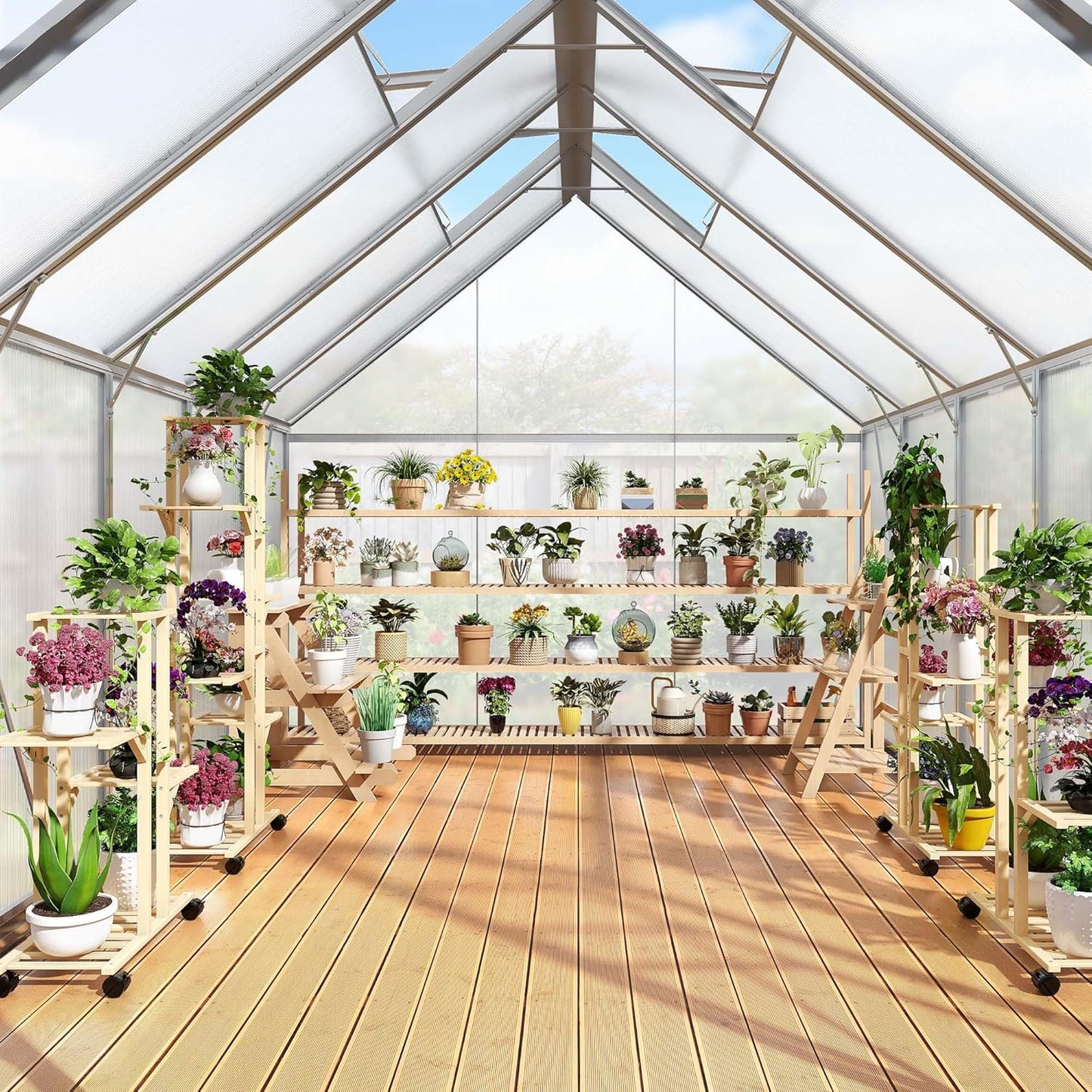 YITAHOME 10x8FT Polycarbonate Greenhouse Large Heavy Duty Green Houses Outdoor Aluminum Greenhouses with Sliding Doors Vent Window Walk-in Greenhouse for Garden Backyard, Matte Silver