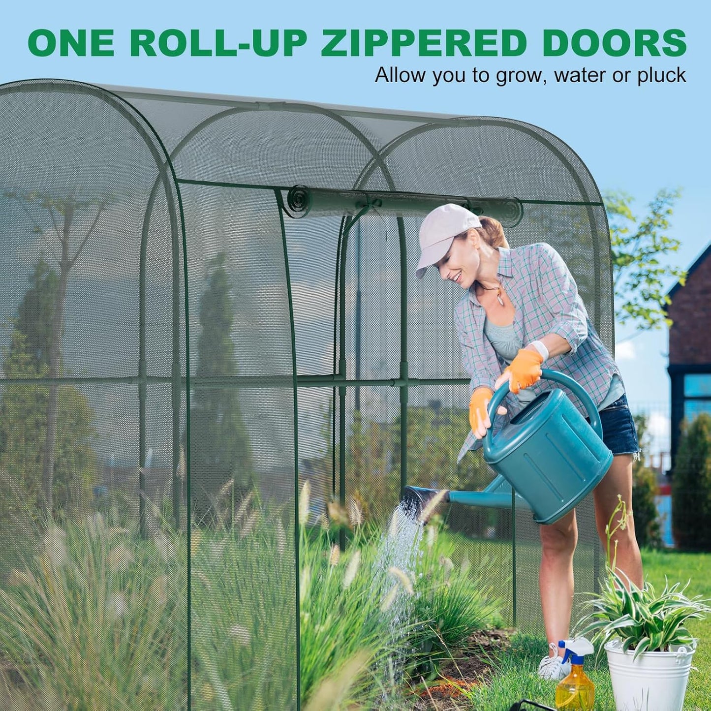 Crop Cages for Garden Plant, 6.6x3.3x6 Ft Plant Protection Tent with Zippered Door, Raised Bed Cover, Garden Bed Cover with Frame, Wind-Resistant Plant Cages for Outdoor Plants Vegetable Flower