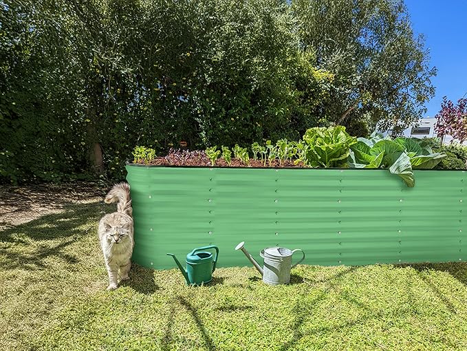 Galvanized Raised Garden Beds Outdoor // 8×2×2 ft Planter Raised Beds for Gardening, Vegetables, Flowers // Large Metal Garden Box (Light Green) // Patented Tool-Free Design