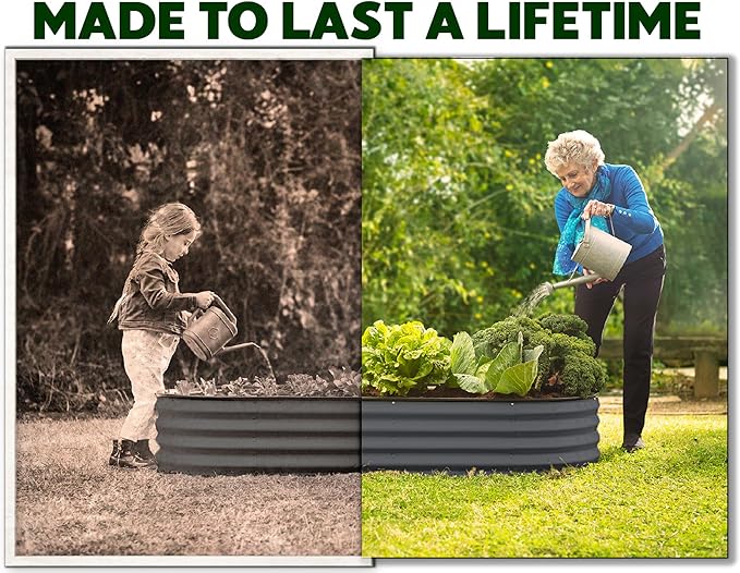 Galvanized Raised Garden Beds Outdoor // 6×3×1 ft (2-Pack) Planter Raised Beds for Gardening, Vegetables, Flowers // Large Metal Garden Box // Patented Tool-Free Design (Gray)