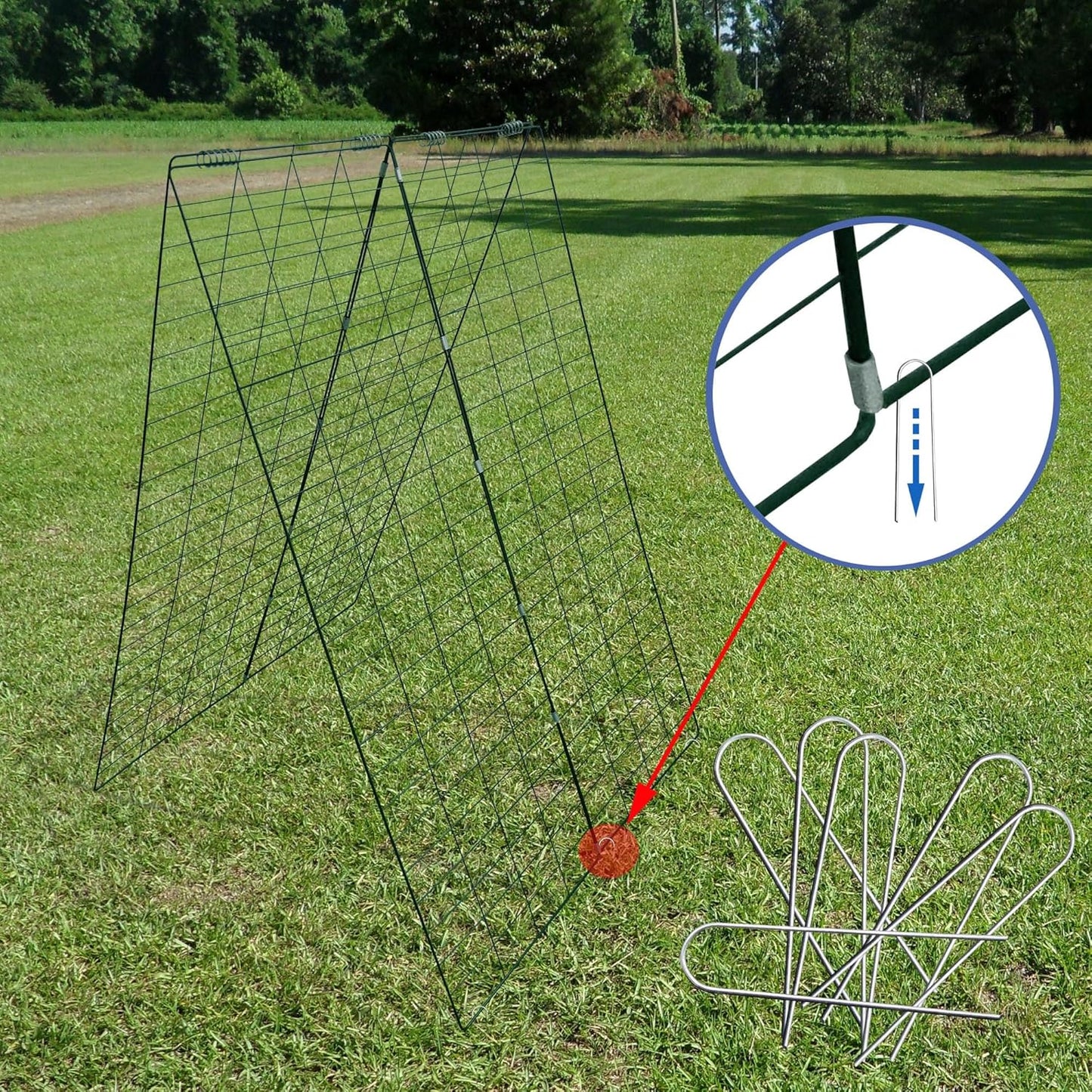 Garden Cucumber Trellis A-Frame Folding Plant Trellis 48 Inch by 34 Inch for Climbing Vegetables Flowers Green 1 Pack with Clips,Cable Ties and Ground Stakes